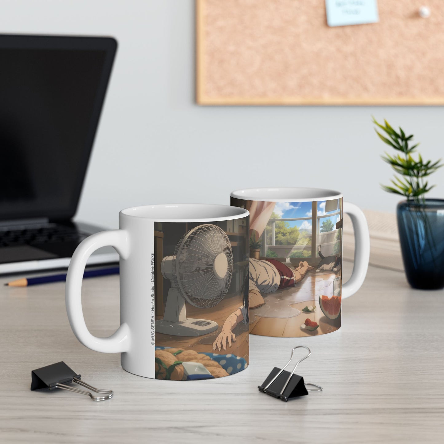 Funny Summer Anime Mug, Heat Exhaustion Anime Girl Coffee Cup, Relatable Hot Weather Mug