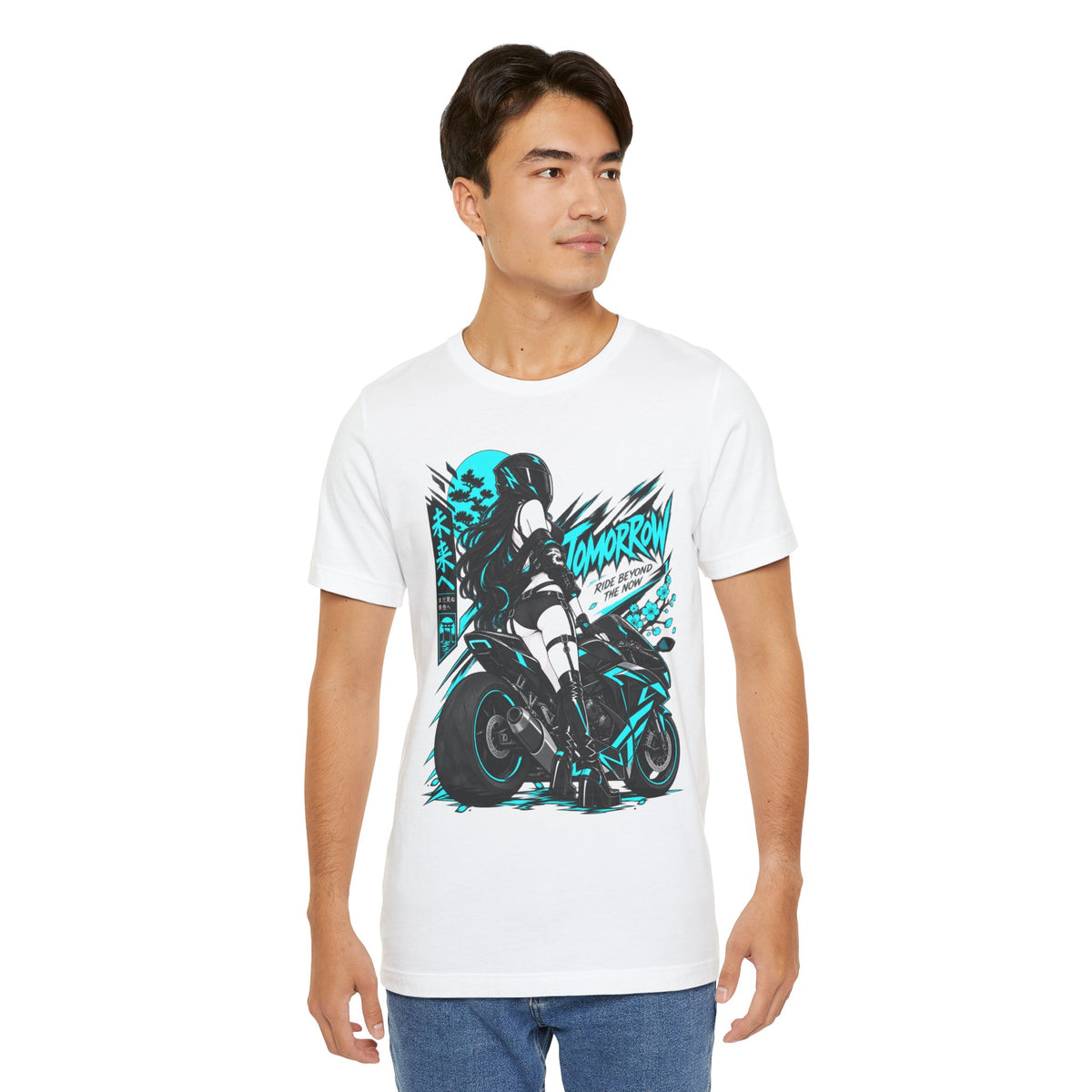 Motorcycle Girl Shirt – Neon Anime Biker Streetwear