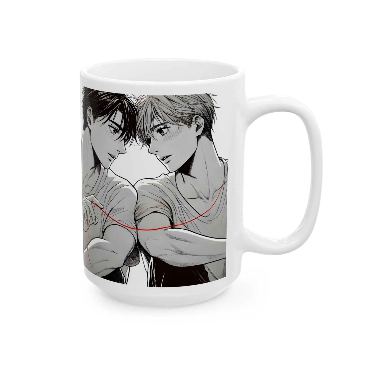 BL Anime Mug – Red Thread of Fate Moment, Soft Yaoi Destiny Scene, Emotional Manga Coffee Cup