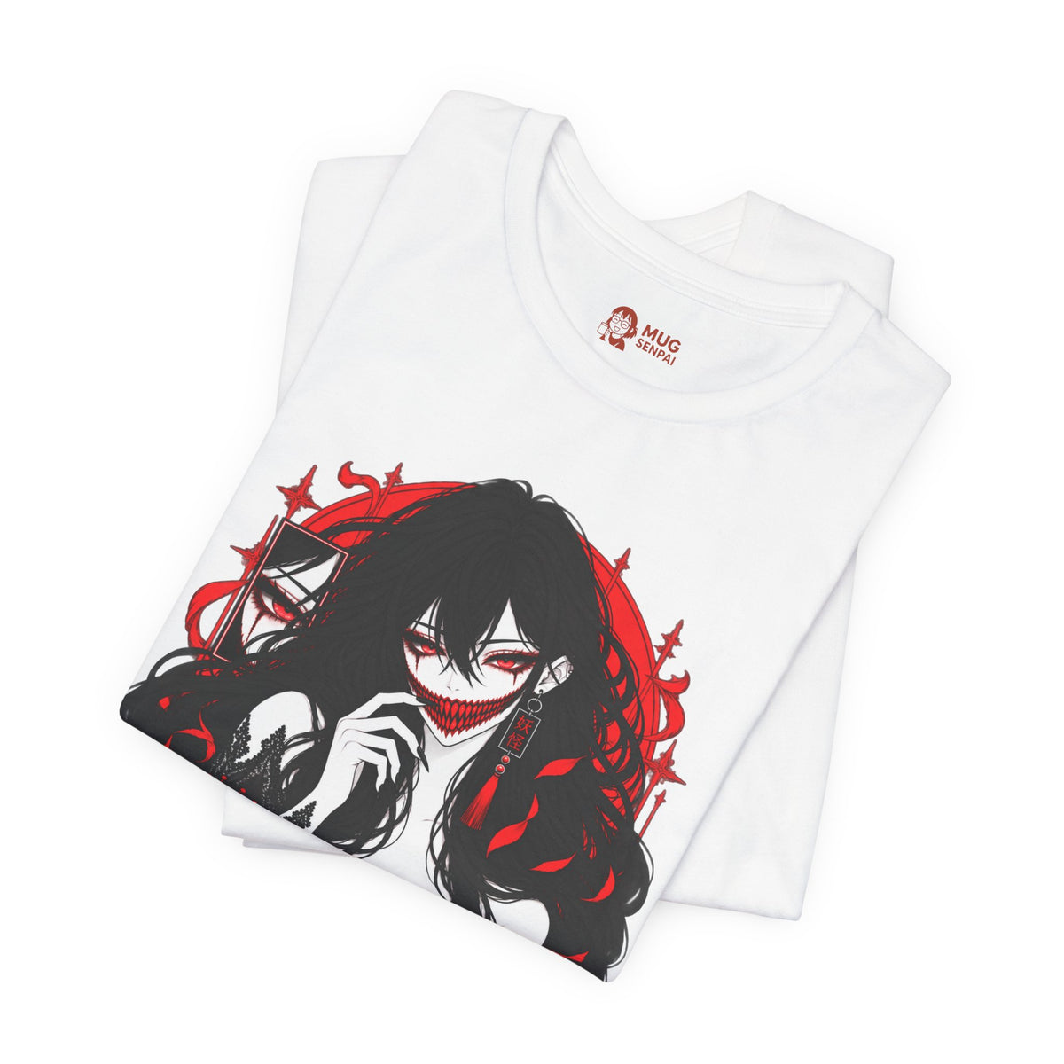 Demon Girl Shirt – Red Black Yokai Horror Manga Graphic