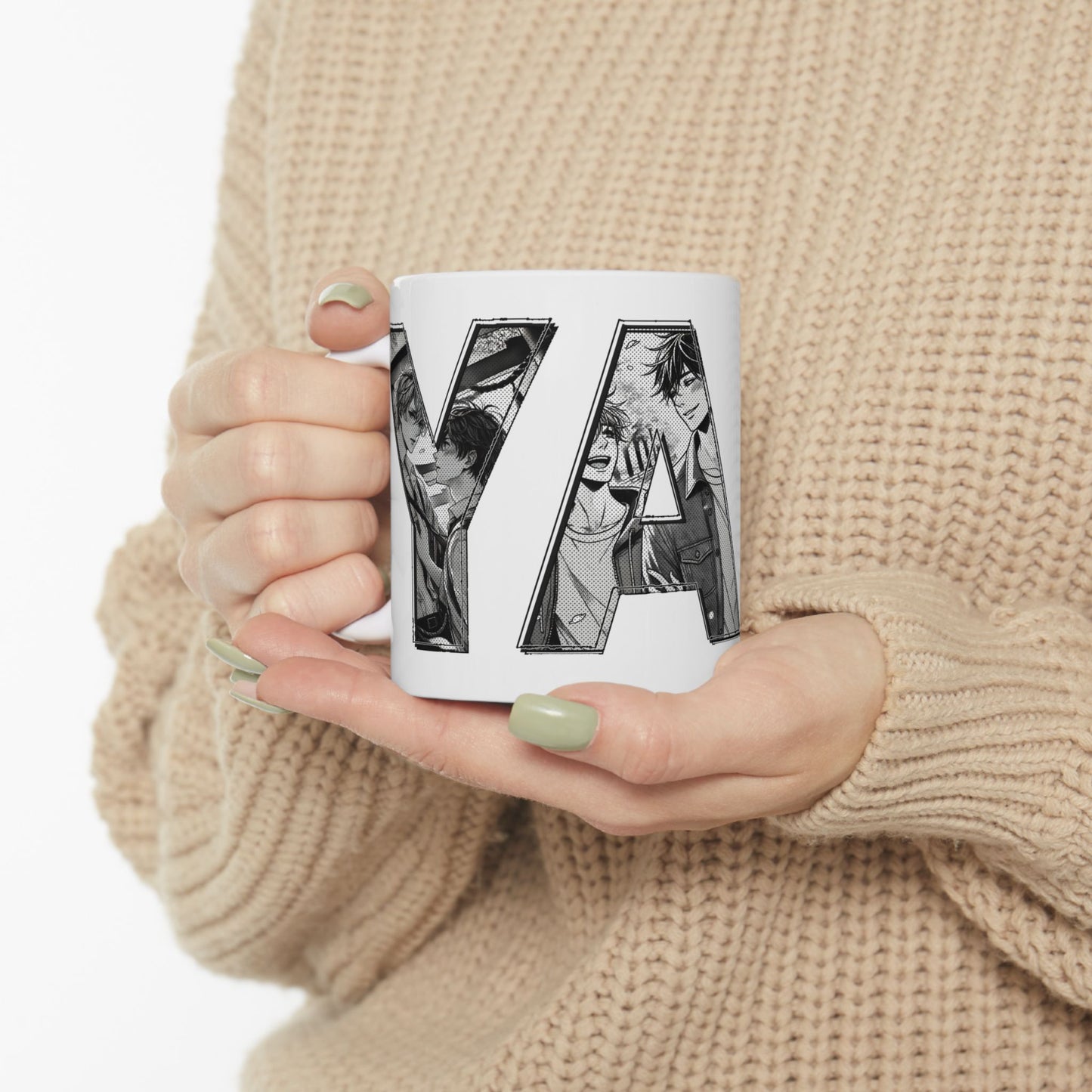 BL Manga Mug – Subtle Yaoi Letter Art Design, Boys Love Coffee Cup for Manga Fans