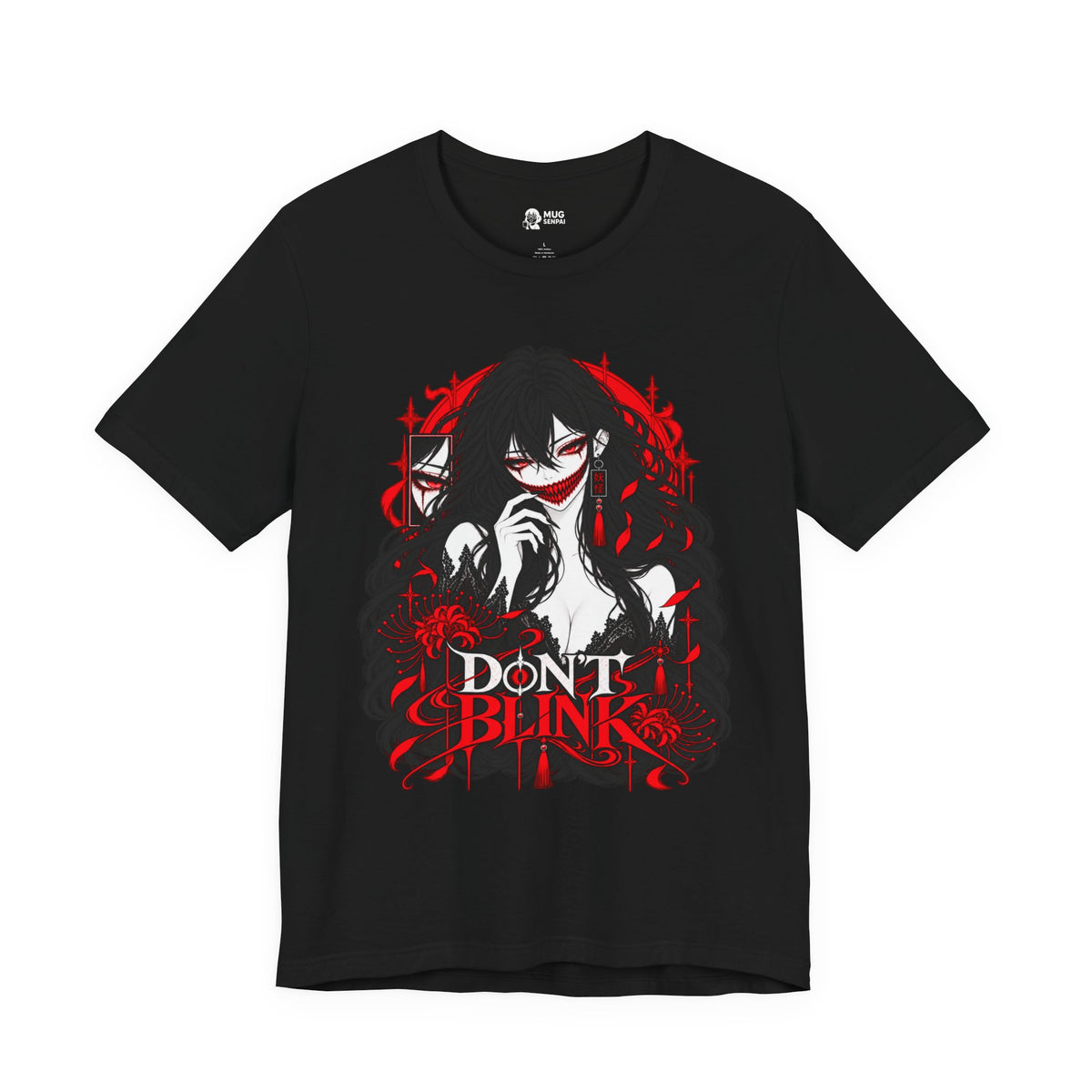 Demon Girl Shirt – Red Black Yokai Horror Manga Graphic