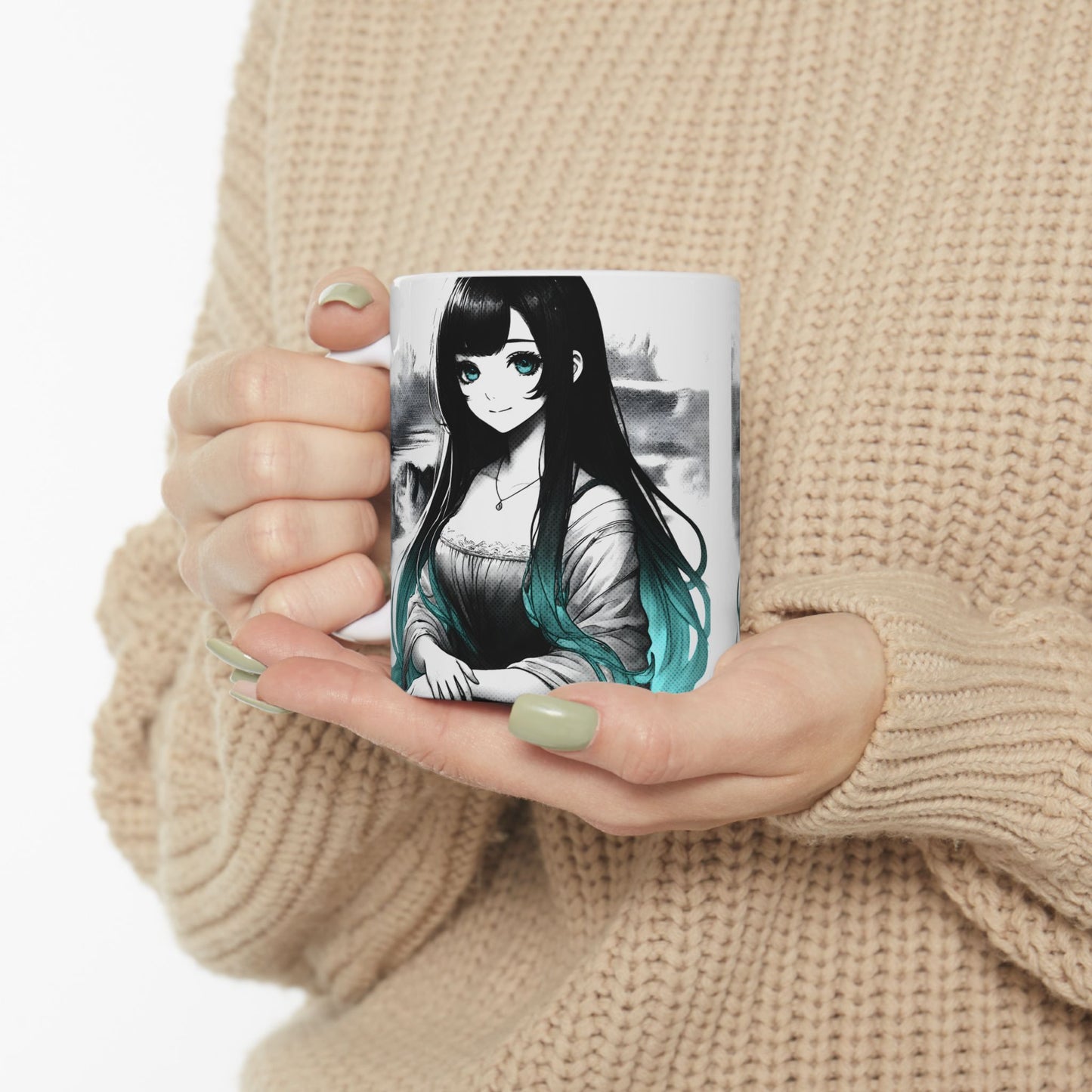 Anime Aesthetic Mug – Soft Manga Portrait, Gentle Smile Art Cup for Cozy Mornings