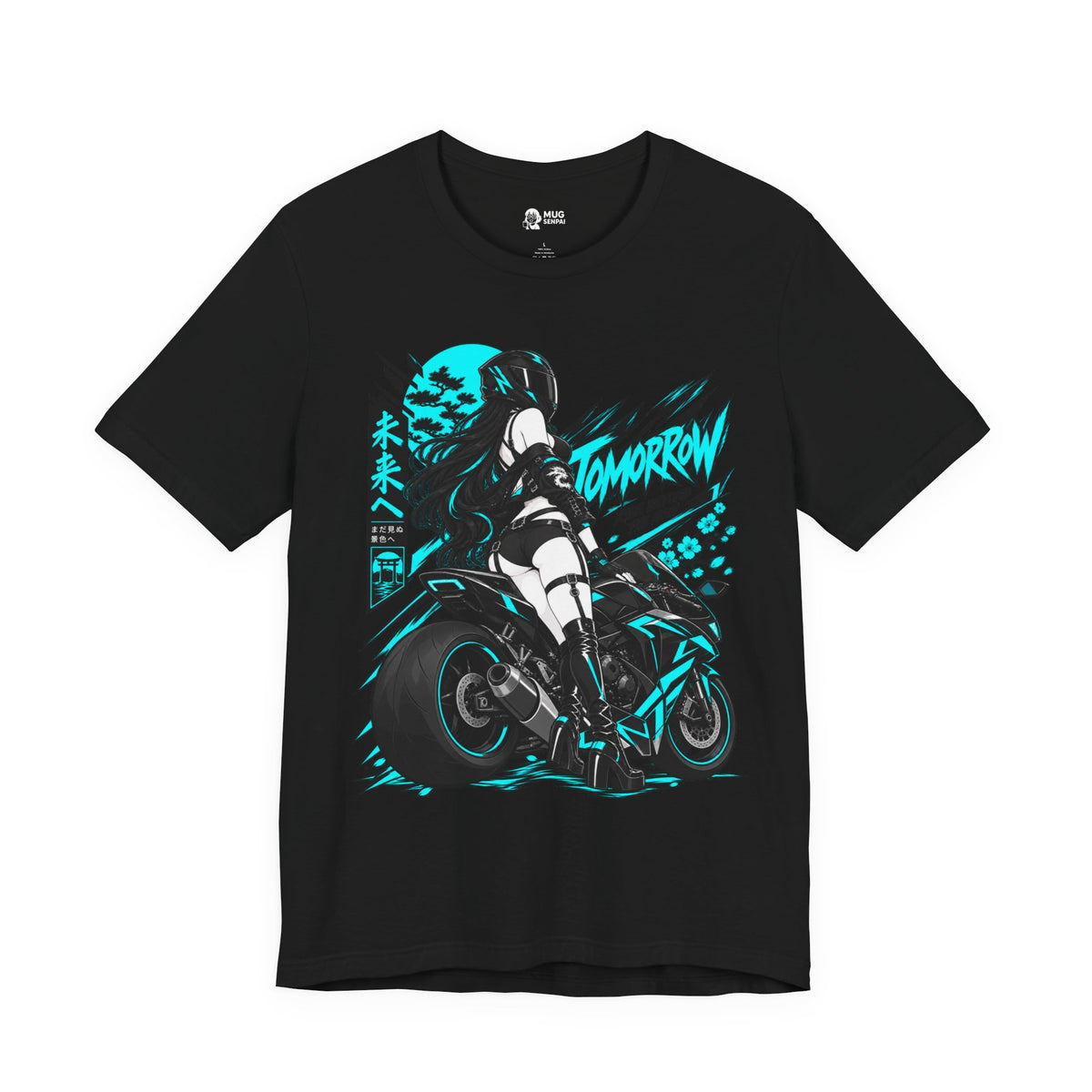 Motorcycle Girl Shirt – Neon Anime Biker Streetwear