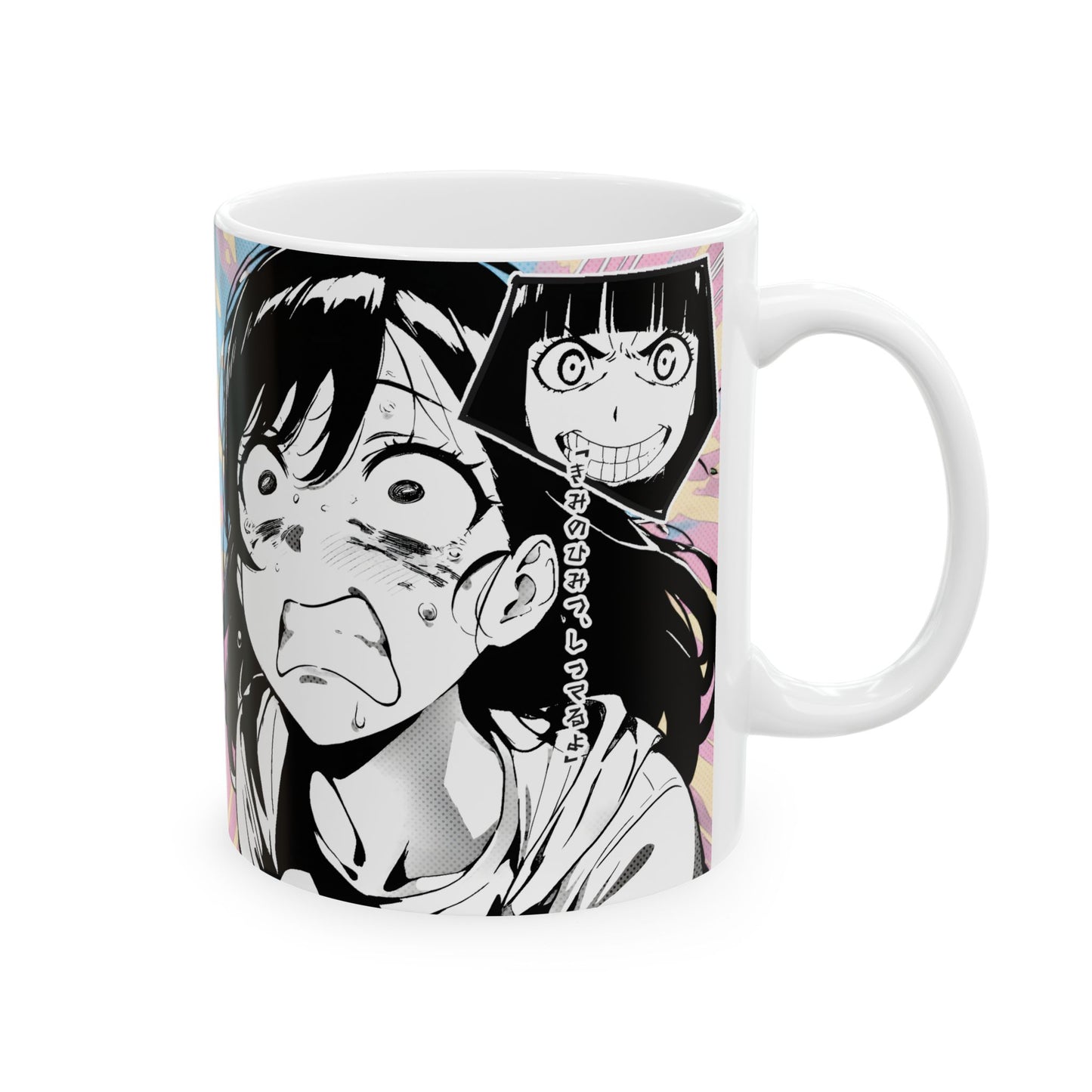 Anime Meme Mug – Why Me Manga Panic Face, Funny Reaction Coffee Mug, Chaotic Anime Humor Cup for Unhinged Mornings