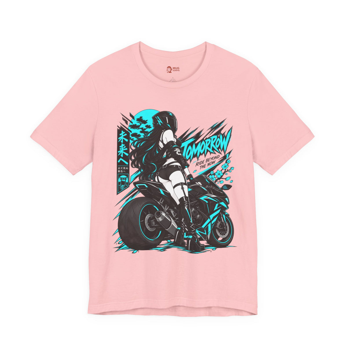 Motorcycle Girl Shirt – Neon Anime Biker Streetwear