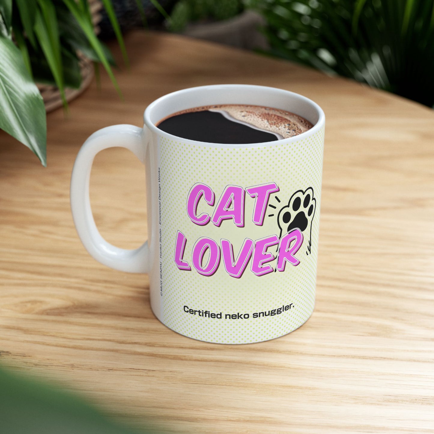 Kawaii Cat Mug – Cute Anime Girl Hugging Chubby Neko, Cozy Anime Coffee Cup for Cat Lovers