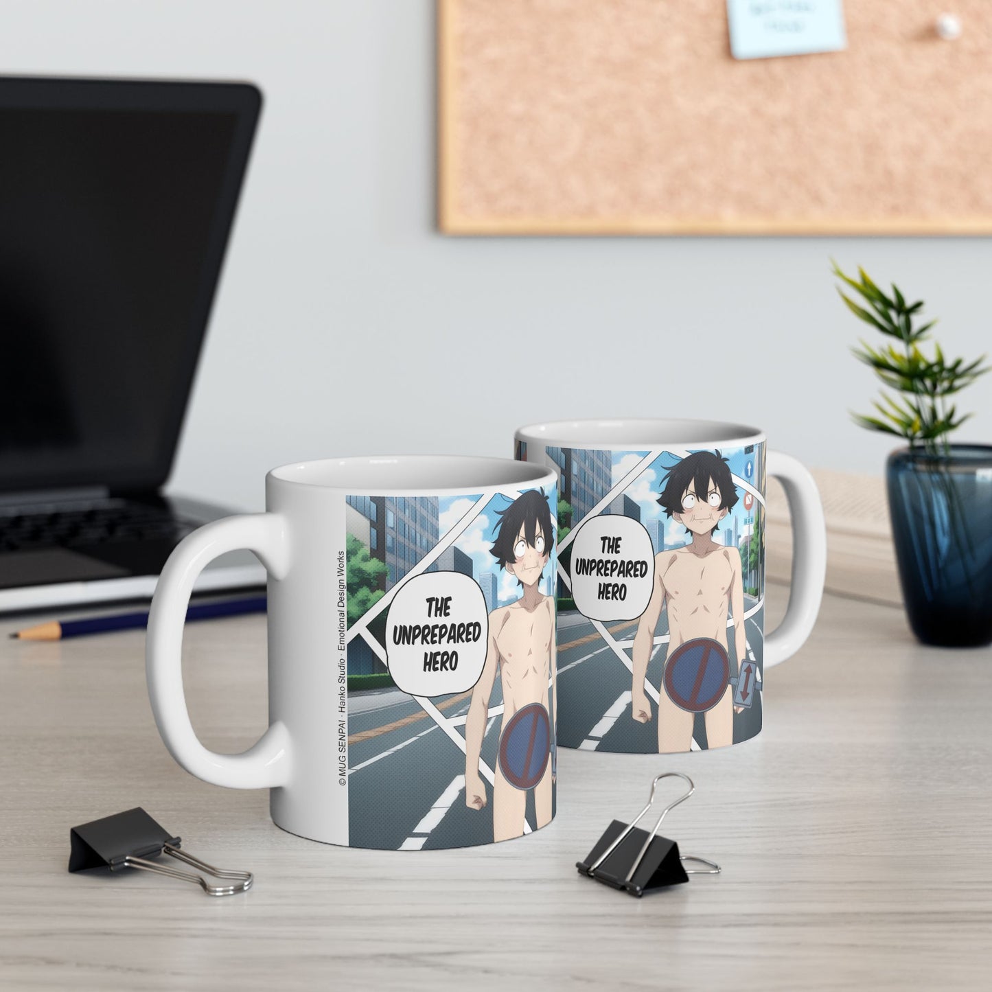 Isekai Meme Mug – Naked Summon Gone Wrong, Funny Anime Coffee Mug, Hilarious Traffic Sign Censorship Gag, Gift for Otaku and Chaos Lovers