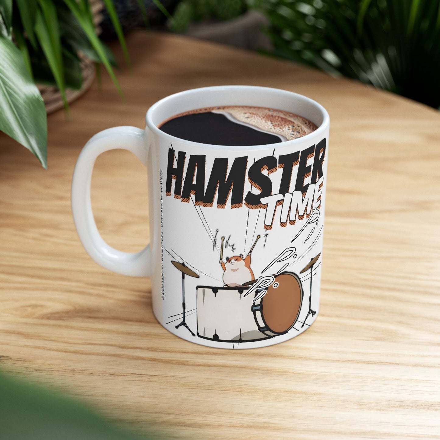 Hamster Meme Mug – Funny Kawaii Drummer Scene, Chaotic Animal Manga Coffee Cup for Desk Gremlins