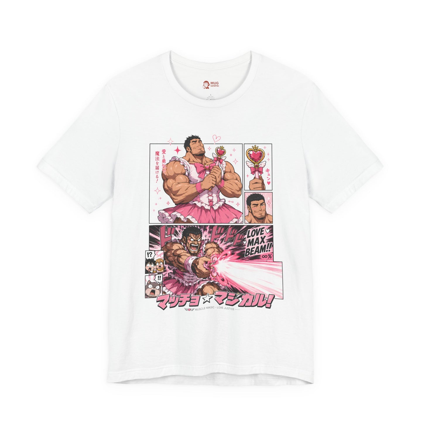 Funny Anime Shirt – Magical Girl Muscle Parody Tee, Buff Manga Hero in Pink Dress, Anime Meme T-Shirt, Otaku Gift
