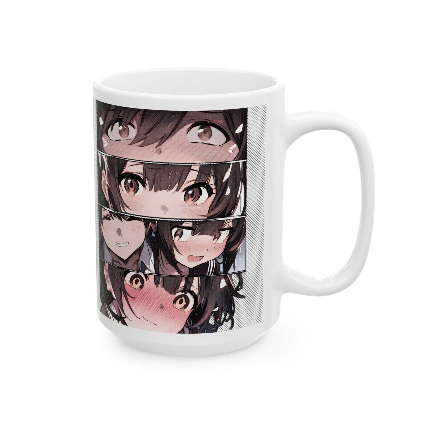 Anime Romance Mug – Blushing Reaction Panels, Cute Manga Couple Moment, Soft Crush Coffee Cup