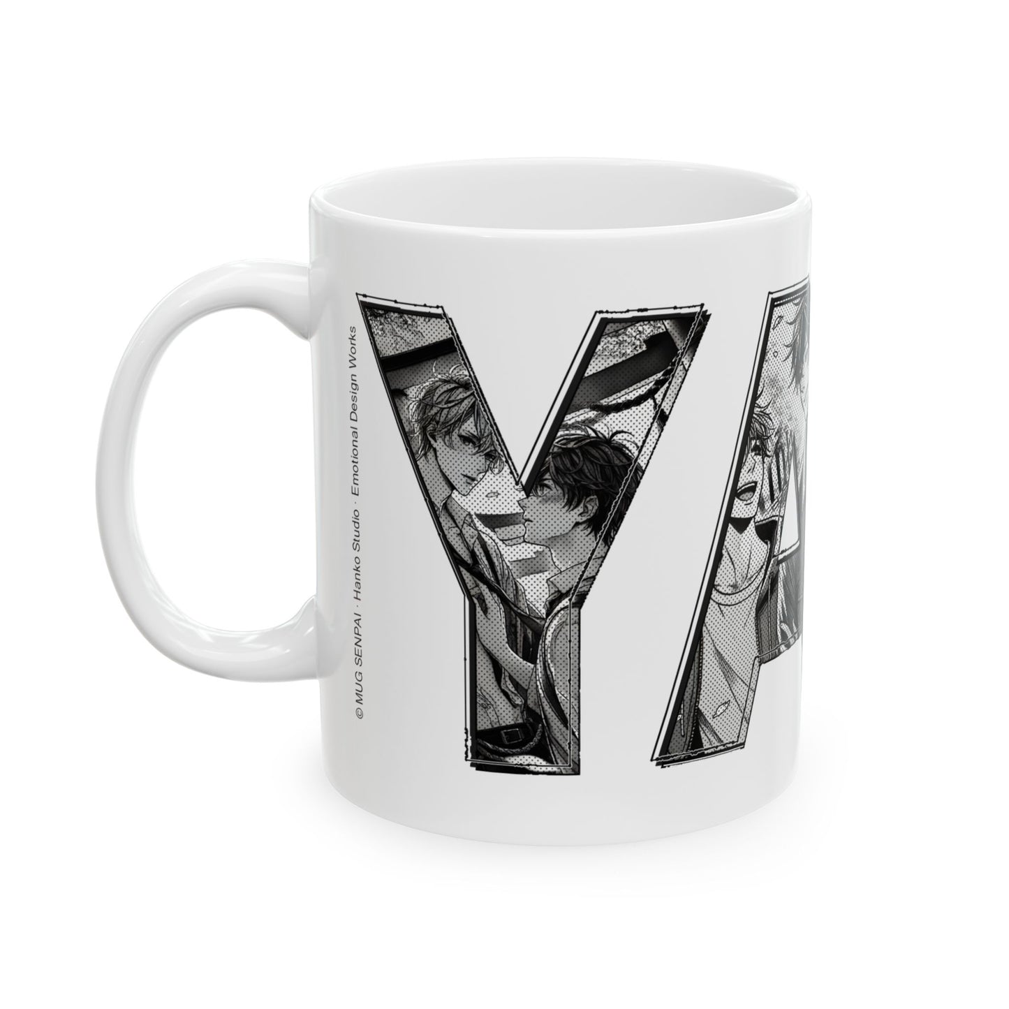 BL Manga Mug – Subtle Yaoi Letter Art Design, Boys Love Coffee Cup for Manga Fans