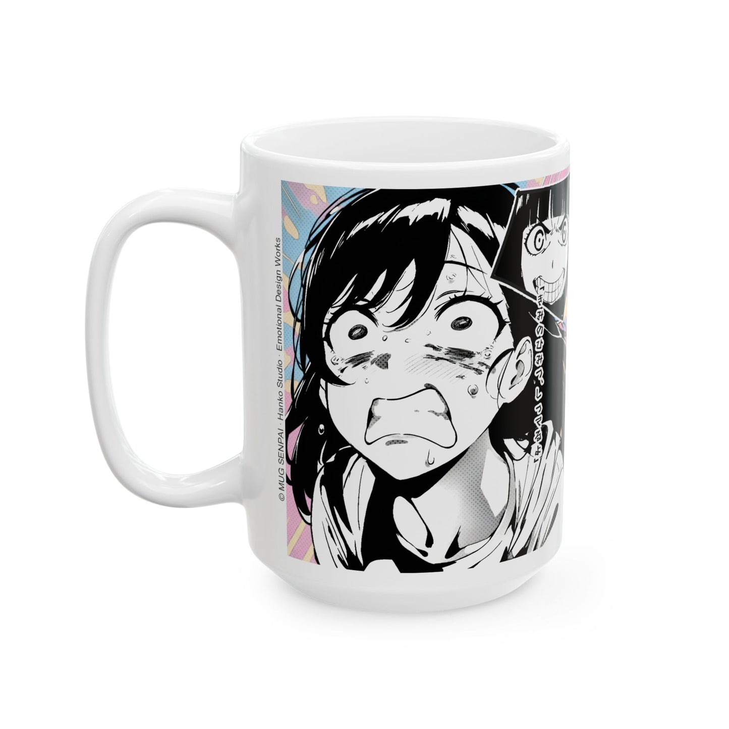 Anime Meme Mug – Why Me Manga Panic Face, Funny Reaction Coffee Mug, Chaotic Anime Humor Cup for Unhinged Mornings