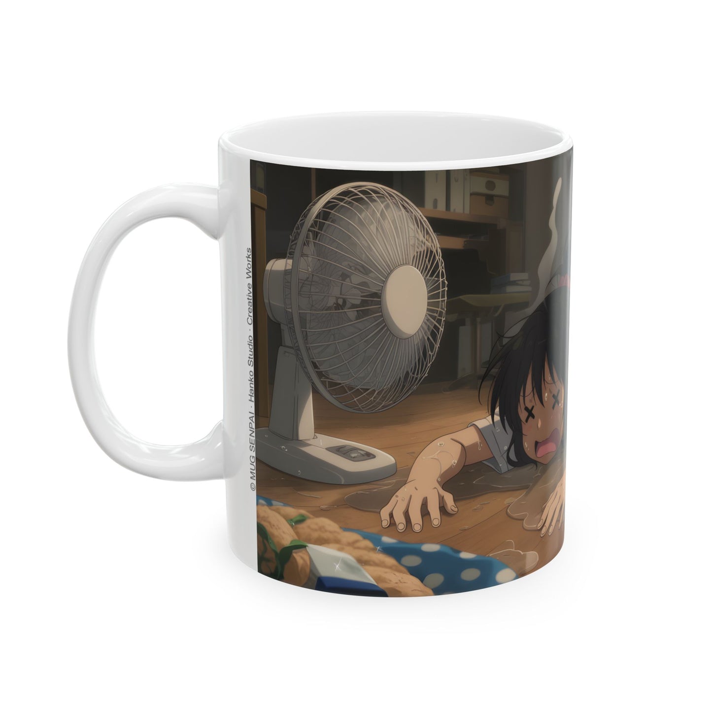 Funny Summer Anime Mug, Heat Exhaustion Anime Girl Coffee Cup, Relatable Hot Weather Mug