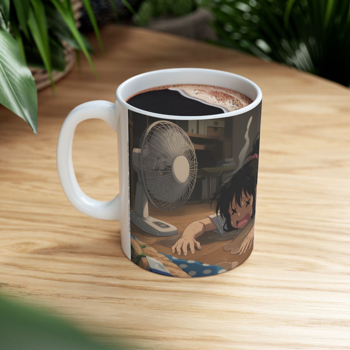 Funny Summer Anime Mug, Heat Exhaustion Anime Girl Coffee Cup, Relatable Hot Weather Mug