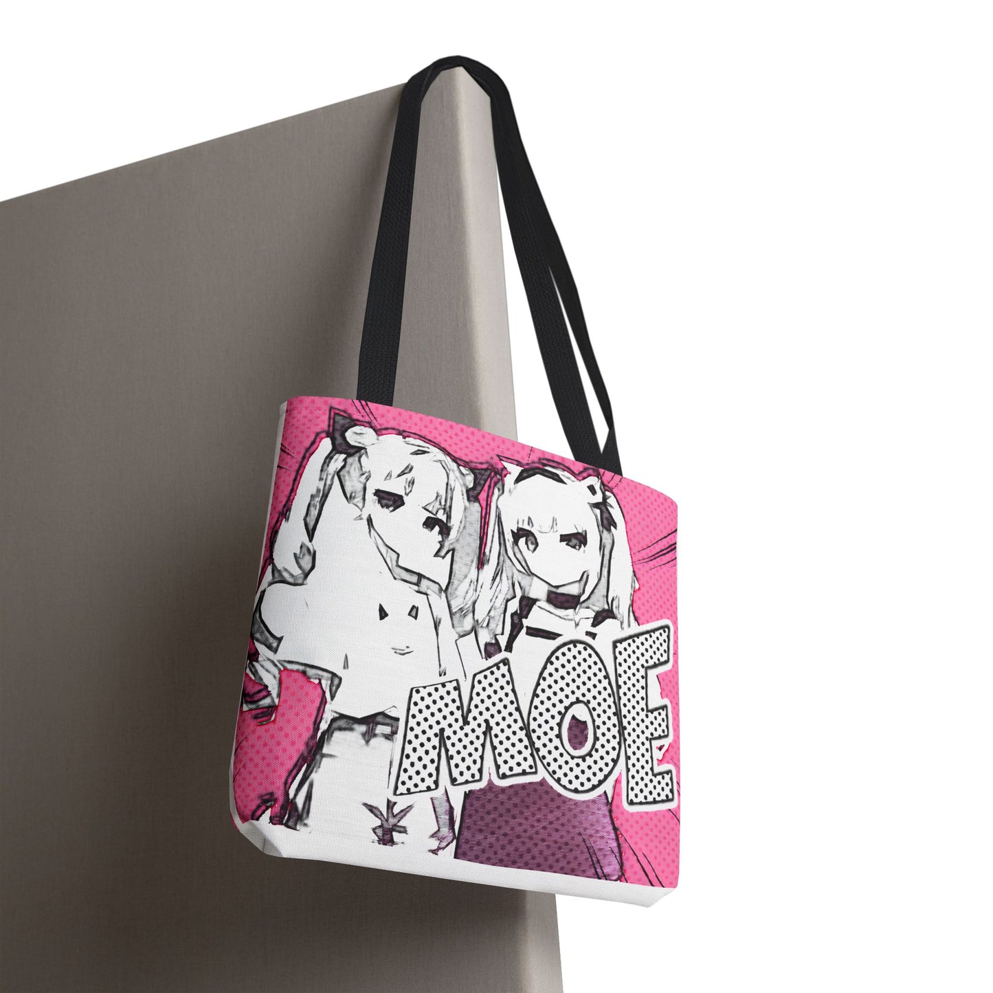 Anime Tote Bag – Pink Pop-Manga MOE Girls, Cute Manga Art Aesthetic Bag