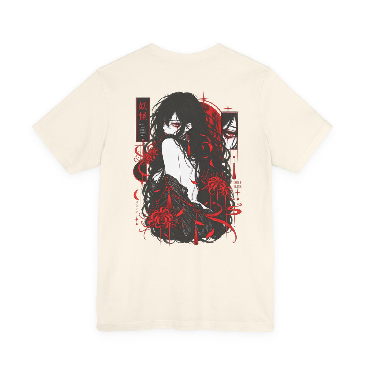 Demon Girl Shirt – Red Black Yokai Horror Manga Graphic
