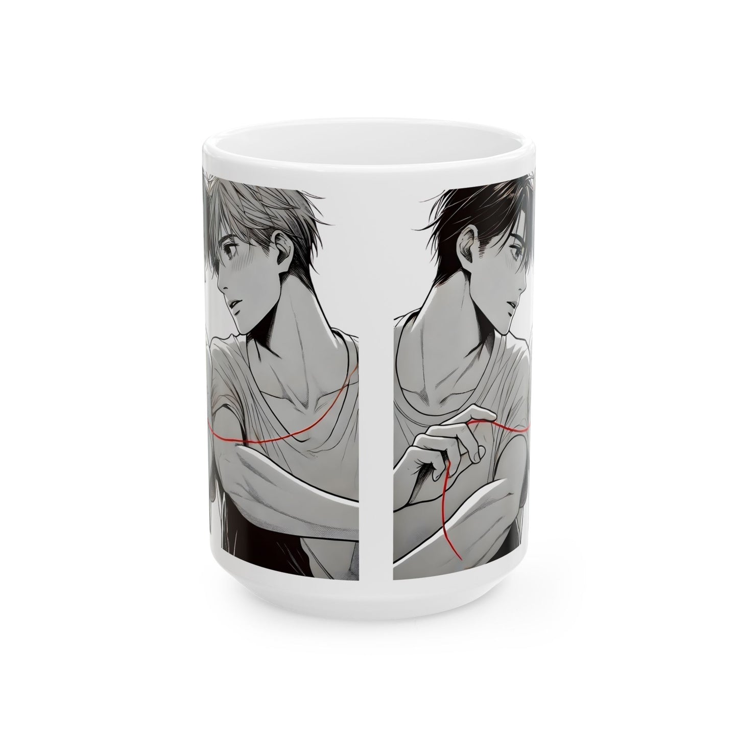 BL Anime Mug – Red Thread of Fate Moment, Soft Yaoi Destiny Scene, Emotional Manga Coffee Cup