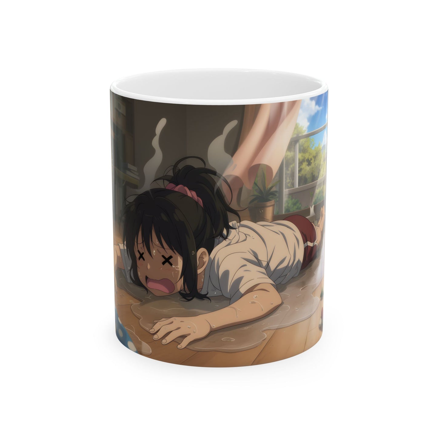Funny Summer Anime Mug, Heat Exhaustion Anime Girl Coffee Cup, Relatable Hot Weather Mug
