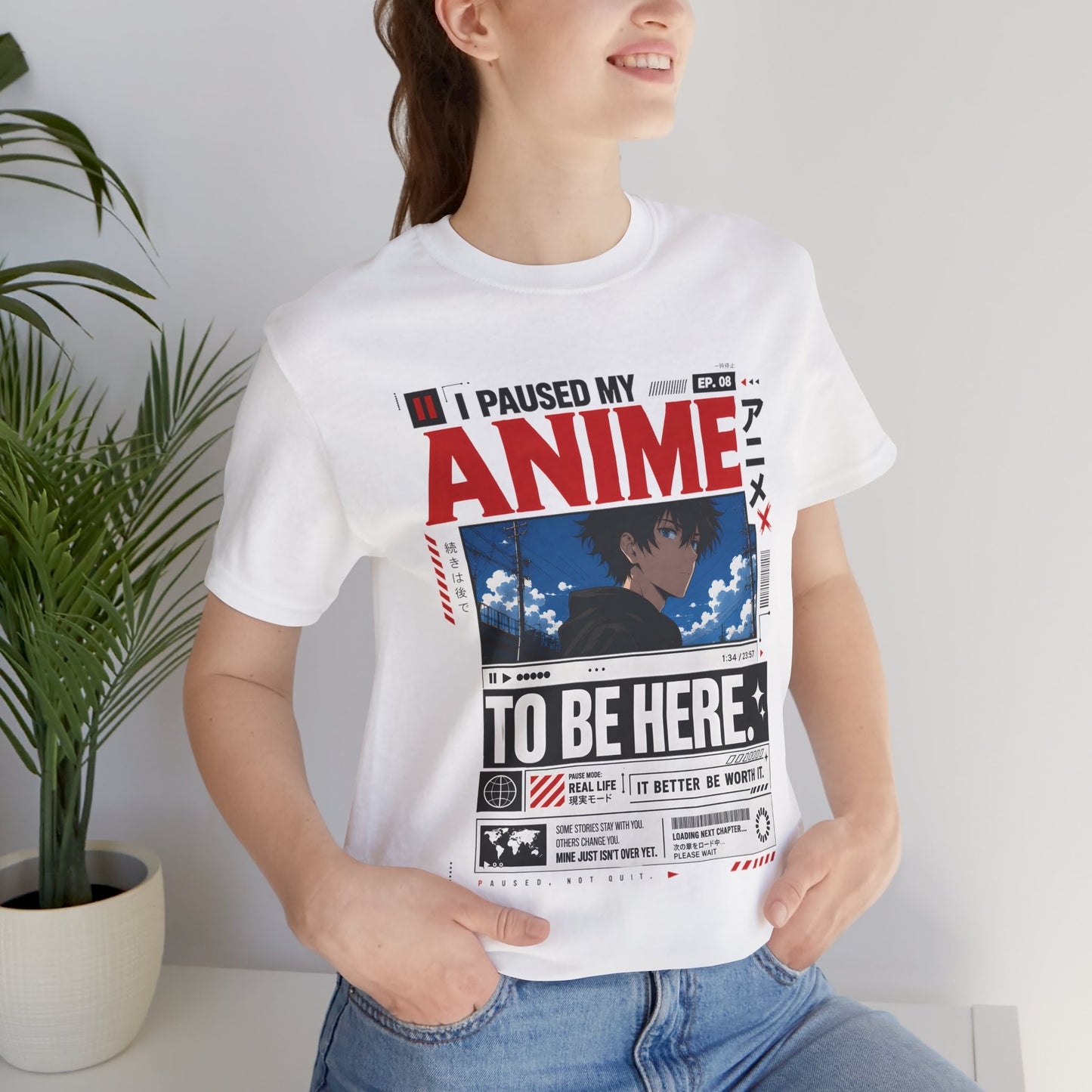 Anime Shirt – I Paused My Anime To Be Here Graphic Tee, Funny Otaku T Shirt, Anime Fan Gift, Manga Streetwear Shirt