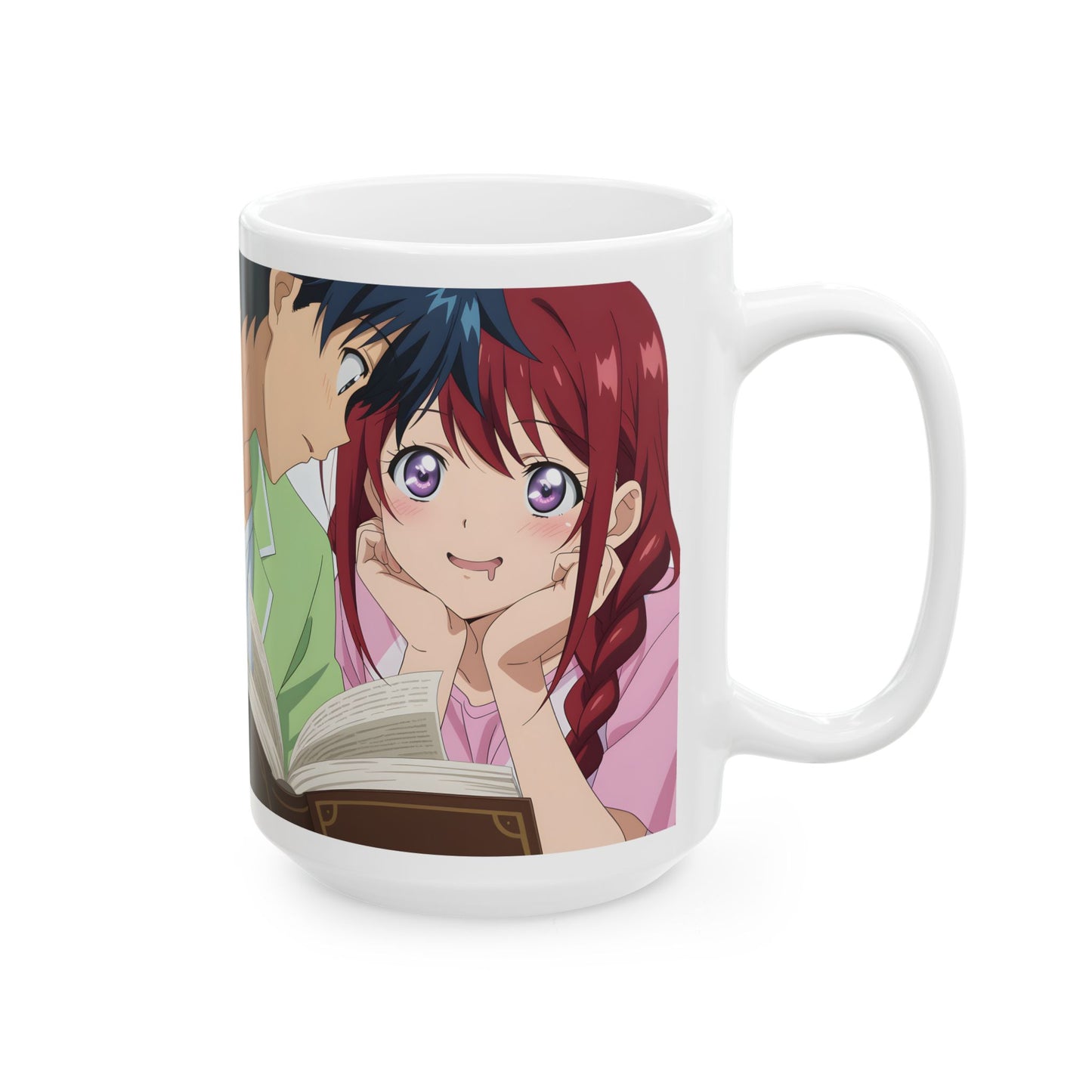 Cute Anime Mug – Blushing Distracted Girl Reading Scene, Daydreaming Anime Aesthetic Cup, Soft Romantic Funny Waifu Coffee Mug