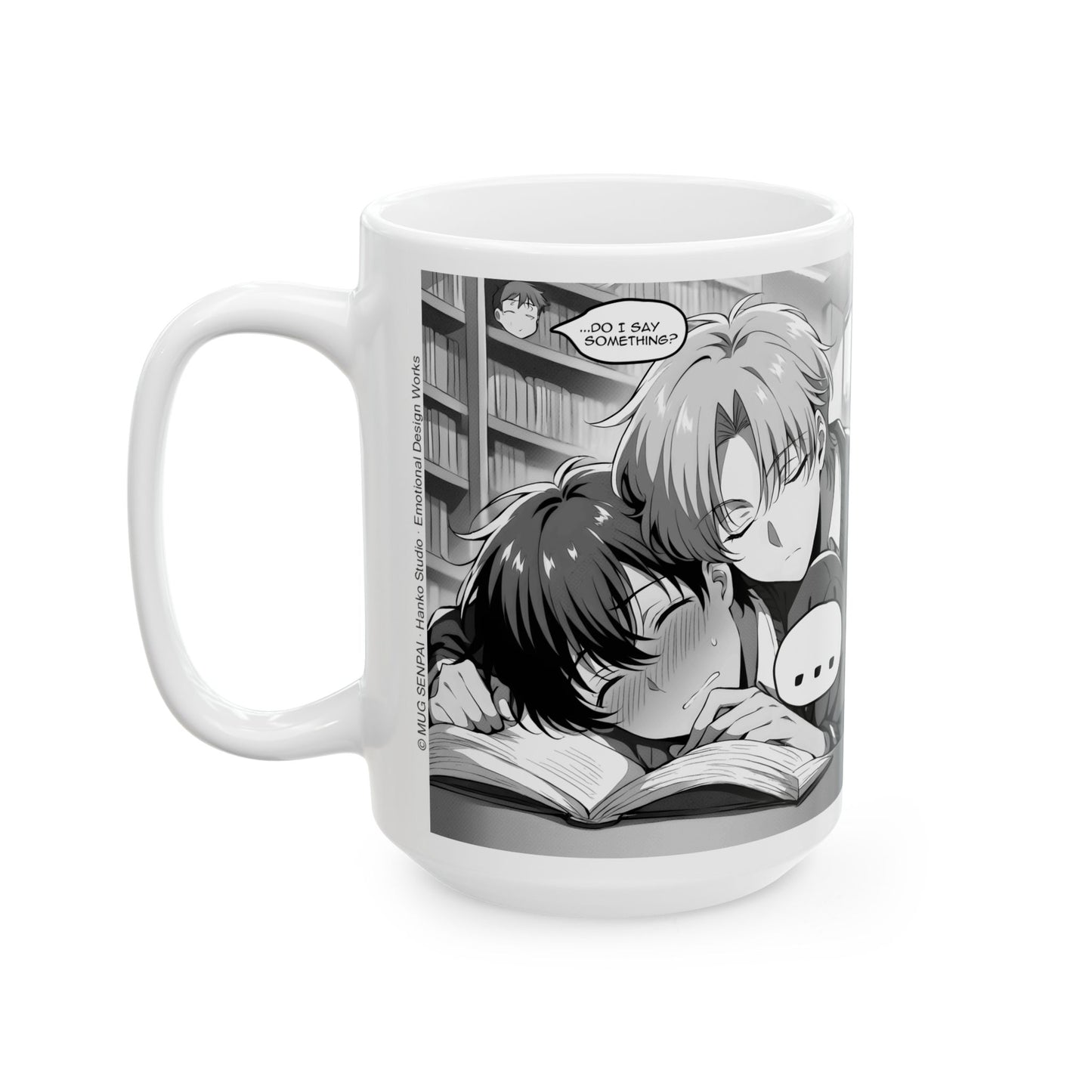 BL Anime Mug – Soft Library Scene, Sleepy Manga Boys Moment, Gentle Slow-Burn Romance Coffee Cup