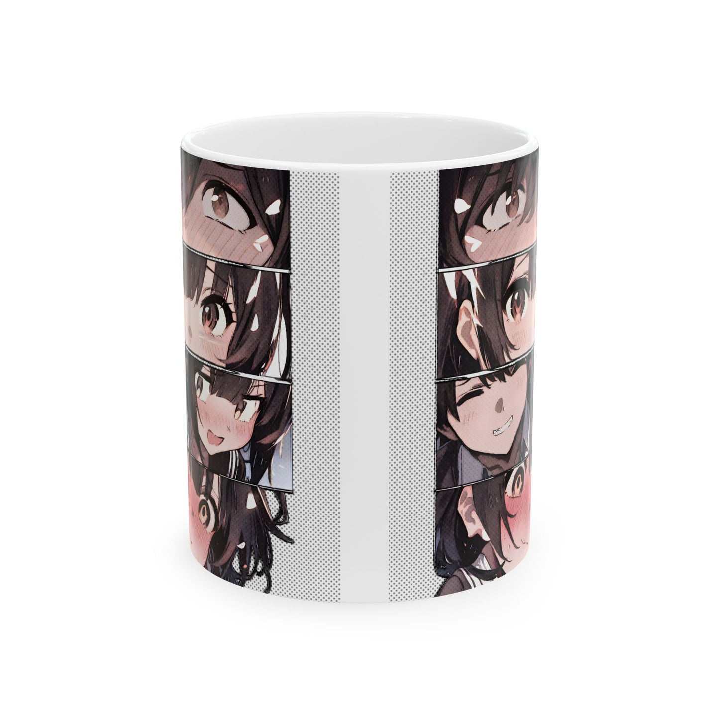 Anime Romance Mug – Blushing Reaction Panels, Cute Manga Couple Moment, Soft Crush Coffee Cup