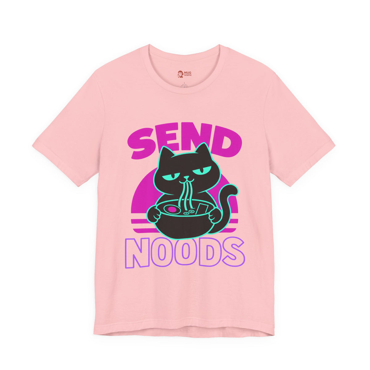 Funny Cat Meme Tee – Send Noods Neon Ramen Cat Shirt