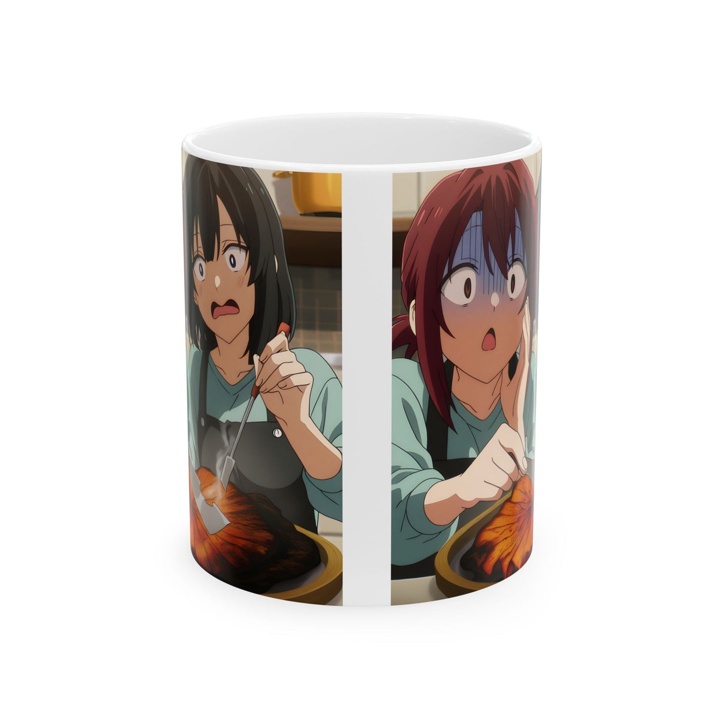 Anime Funny Mug – Kitchen Fail Girls, Hilarious Cooking Disaster Scene Cup