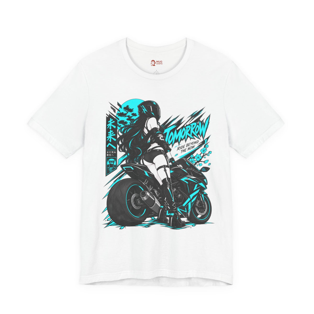 Motorcycle Girl Shirt – Neon Anime Biker Streetwear