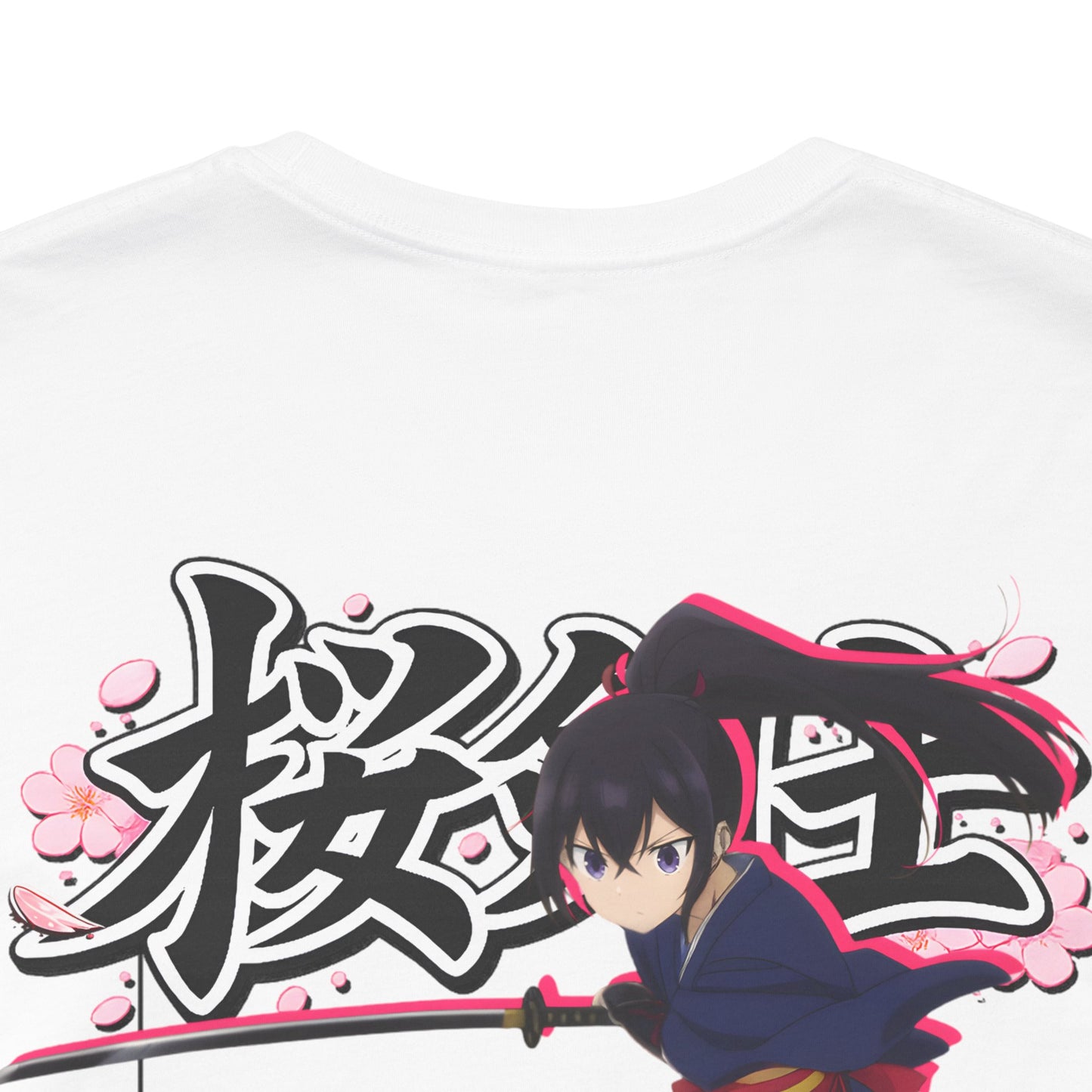 Anime Samurai Shirt – Samurai Girl Anime Tee, Katana Warrior Aesthetic Shirt, Japanese Style Back Print Tee, Ninja Girl Streetwear Shirt