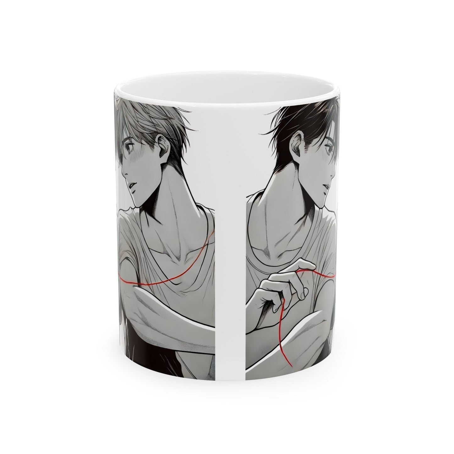 BL Anime Mug – Red Thread of Fate Moment, Soft Yaoi Destiny Scene, Emotional Manga Coffee Cup