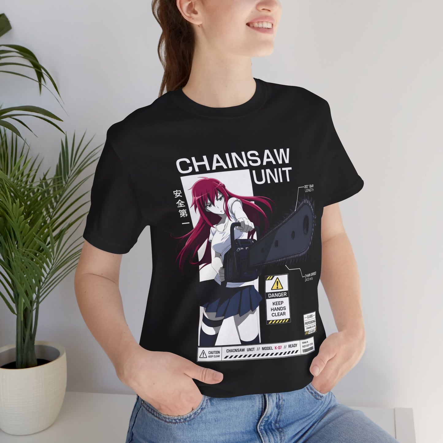Anime Chainsaw Shirt – Manga Girl Graphic Tee, Japanese Streetwear T-Shirt, Red Hair Anime Shirt, Otaku Gift