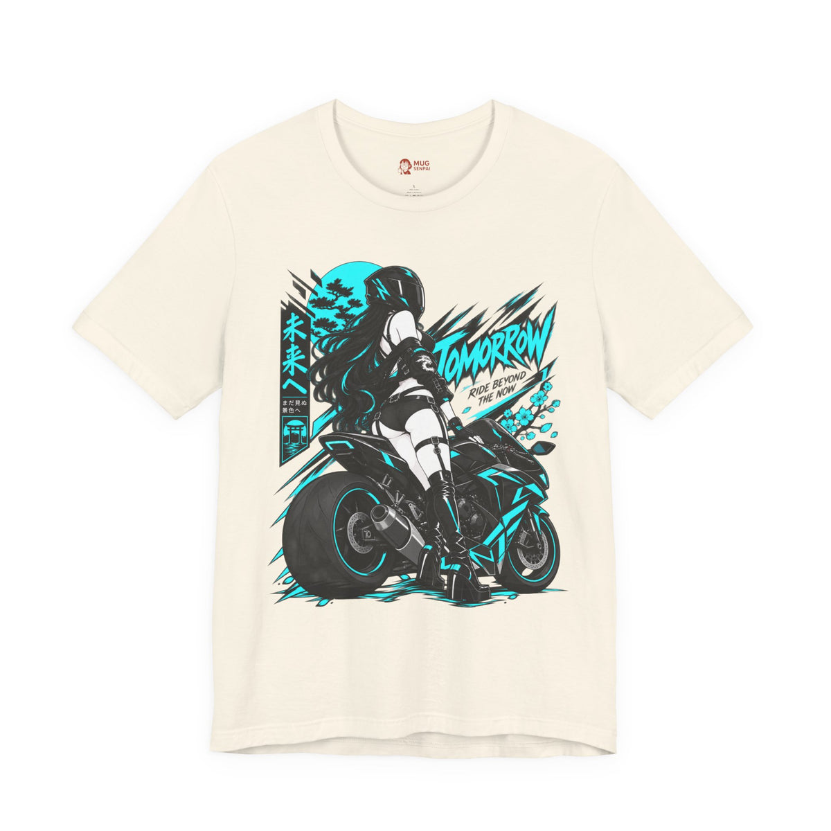 Motorcycle Girl Shirt – Neon Anime Biker Streetwear
