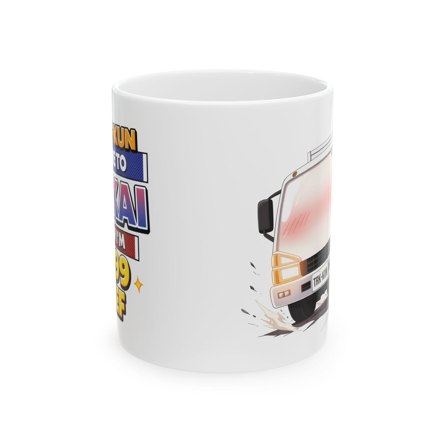 Anime Meme Mug – Truck Kun Isekai Joke Cup, Level 99 Gamer Humor Coffee Mug, Funny Anime Gift