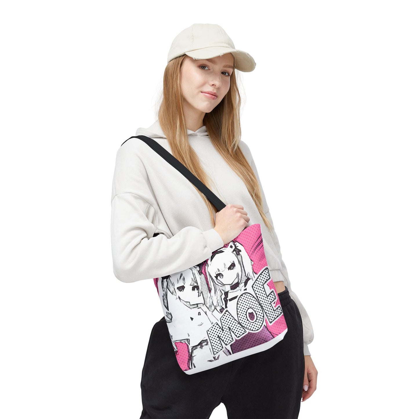 Anime Tote Bag – Pink Pop-Manga MOE Girls, Cute Manga Art Aesthetic Bag
