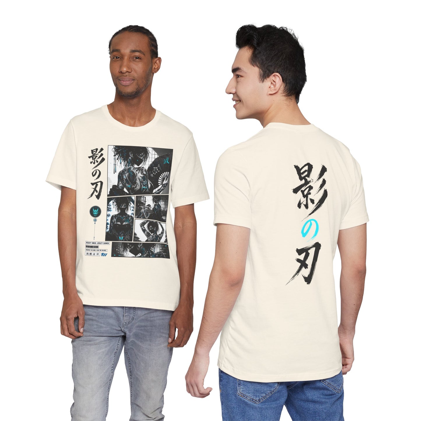 Anime Shinobi Tee – Tattooed Ninja Girl Shirt, Japanese Streetwear T-Shirt, Anime Assassin Gift, Dark Aesthetic Tee