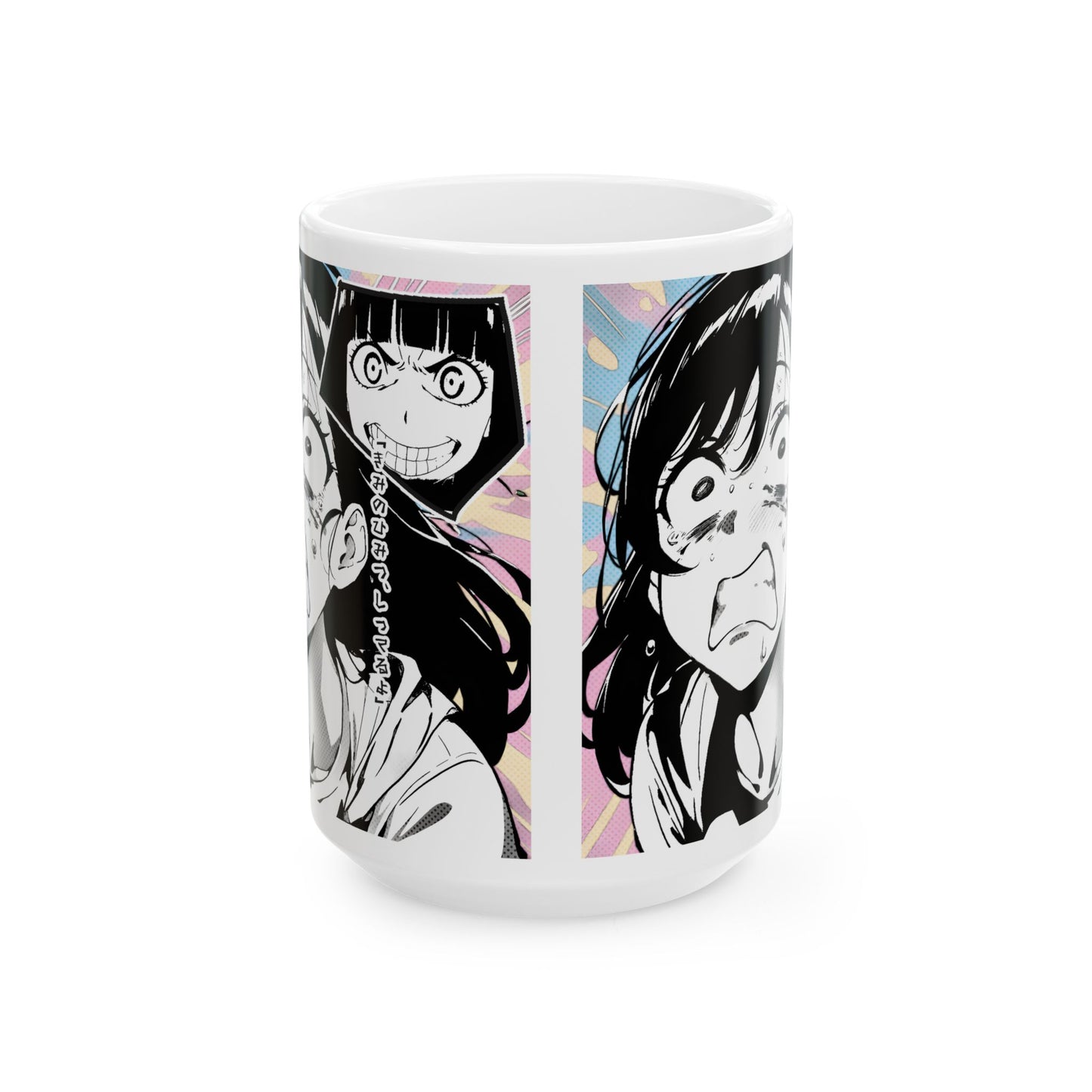 Anime Meme Mug – Why Me Manga Panic Face, Funny Reaction Coffee Mug, Chaotic Anime Humor Cup for Unhinged Mornings